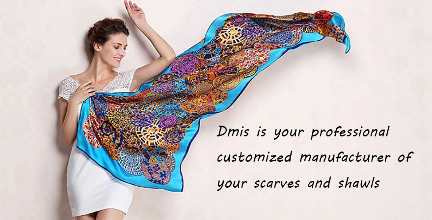 Custom Digital Printed 100% Natural Silk Square Scarf for Ladies Scarfs